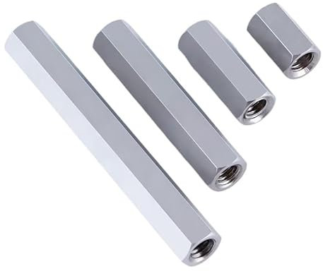 M3 Sechskant-Kupplungsmuttern aus Aluminiumlegierung, 10 Stück Sechskant-Innenhülsenstangenbolzen-Langmuttern(Aluminum color,M3x18H5mm)