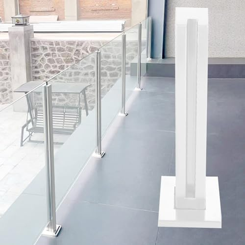 Poste para barandilla vidrio Balaustrada De Vidrio De Seguridad Templado Blanco De 10mm, Poste Cuadrado De Barandilla De Vidrio Con Abrazadera Para Escaleras De Terraza Y Exteriores(White End Post,60c