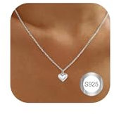 SENLINLIN Herz Halskette Damen Goldkette 925 silberkette damen mit Anhänger für Frauen Mädchen Necklace Silber Gold Rosegold Herzkette Schmuck Geschenk Einstellbare 16/41cm (Silver)