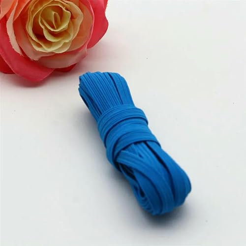 Banda elástica de goma de 3,0 mm y 6 mm, color plano, alta elasticidad, para decoración de ropa, 5 m, 10 m, azul lago, 3,0 mm, 5 m