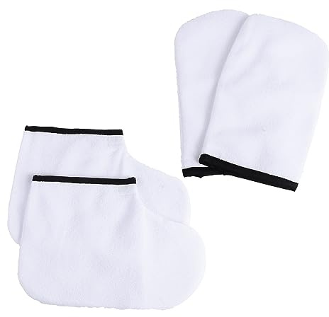 GANAZONO 4stücke Paraffin Wachshandschuhe Und Booties Für Hand Und Fußpflege Verstellbare Riemenöffnung Und Geeignet Für Paraffinbäder Und Heißwachstherapie