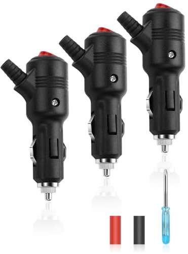 HATMINI Enchufe de repuesto para encendedor de cigarrillos con fusible de 12 V con interruptor de encendido/apagado, fusible integrado de 15 A, indicador LED, adaptador de corriente universal para