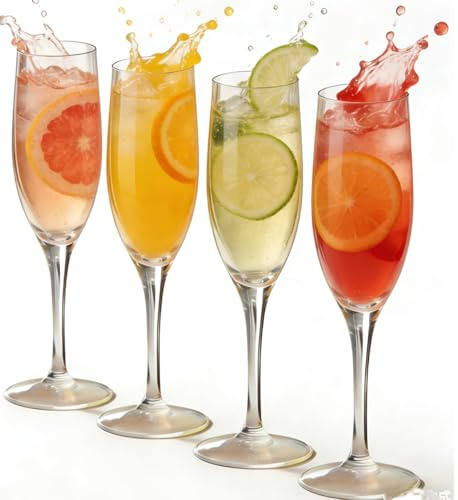 RAONEUS Premium Acrylic Champagne Flutes Set of 4 Reusable- 180ml Shatterproof Hard Plastic Champagne Glasses for Parties, Gardens & Pubs Weddings/Events