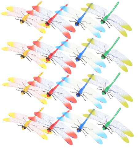 Gatuida 20pcs Simulation Dragonfly Figurines Outdoor Garden Decor Weather Resistant Artificial Dragonflies for Home Table Patio Ornament Multi Color Craft Decorations