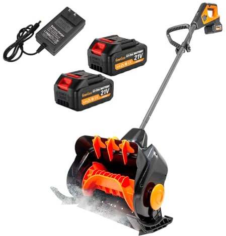 Pala de nieve eléctrica, barredora de nieve inalámbrica, motor sin escobillas de 1200 W, dirección ajustable de 45°, incluye dos baterías, herramienta compacta de limpieza de nieve