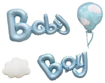 Huahuanghui 4 Stück Baby Boy Deko Luftballons Blau, Babyparty Deko Junge | Neugeborene Folienballoon,Its a Boy, Baby Boy Luftballon für Gender Reveal, Babyparty,Babypart Dek Blau