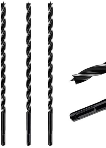 Extra Long 10mm x 300mm Auger Drill Bit 3pcs SDS Plus Wood Auger Drill Bits | 3pcs 10mm Dia. Timber Drill Bit 300 mm Long for Woodworking