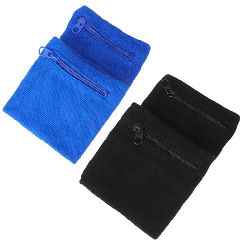 STOBAZA 4 Stück Atmungsaktives Sport schweißband mit Reißverschluss Tasche Langlebiges Armband für Damen und Herren für Laufen Radfahren Fitness Schützt Handgelenk und Bietet Praktische