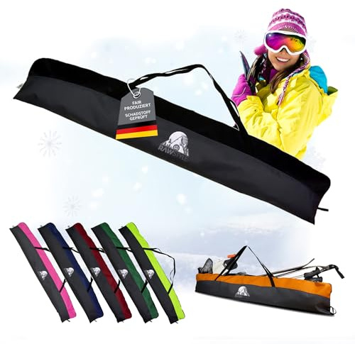 BambiniWelt by Rafael K. Skitasche - wasserdichte Ski-Bag - Ski-Cover mit robusten Reißverschlüssen - Logoprint Skiaufbewahrung mit Tragegriff und Spanngurte - für Ski & Bindung