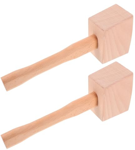 SHOWERORO Mazo de Madera de Haya Sólido para Carpintería y Triturar Hielo Herramienta Manual Ergonómica Set de 2 Piezas Accesorio de Cocina y Barra para Uso Profesional y Doméstico