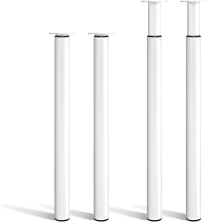 CROWNSHOP Adjustable Table Legs 4PCS 71-110cm White Metal Folding Legs | Heavy Duty Adjustable White Metal Table Legs With Folding Design, Ideal For Worktops, Breakfast Bars And Desks.
