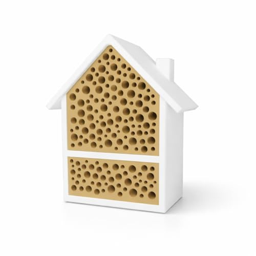 Wildbienen Hotel für den Garten als Nisthilfe Nest für Bienen - Bienenhotel Winterschutz für Insekten (Weiß)