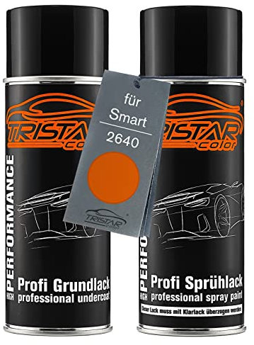 TRISTARcolor Autolack Spraydosen Set für Smart 2640 Lava Orange Metallic Grundlack Basislack Sprühdose 400ml