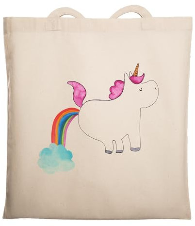 Mr. & Mrs. Panda Tragetasche Einhorn Pupsen - Geschenk, Glitzer, dokumententasche, Umhängetasche, Lustig, Regenbogen, Freundin, Unicorn, Spaß, Tasche, Strandtasche, Schultasche