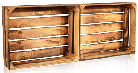 CHICCIE 2 Set Geflammte Obstkisten - 50x40x15cm Holzkisten Weinkisten Apfelkisten