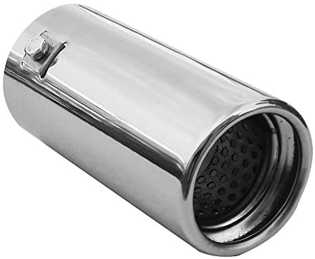 Embellecedor de tubo de escape, universal, silencioso, acero inoxidable, redondo, hasta 57 mm, cromado