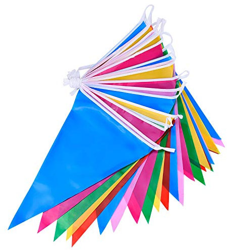 Omenluck 150 Stück Wimpel Banner mit Dreiecksfahnen, Wimpelkette für Party, Zuhause, Garten, Dekoration