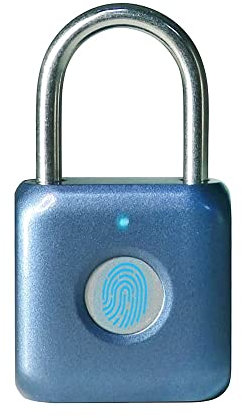 Fingerprint Padlock Mini Smart Padlock Keyless USB Charging Biometric High Security Lock for Gym Locker, Shed Locker, Storage Units, Luggages, Suitcases (Blue)