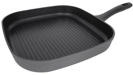 ARCOS Kaula Sarten Grill Antiadherente de 28x28 Cm para Inducción, Gas y Vitrocerámica. Grill de Aluminio Forjado Ligera con Mango Ergonómico y Apta para Lavavajillas. Color Negro
