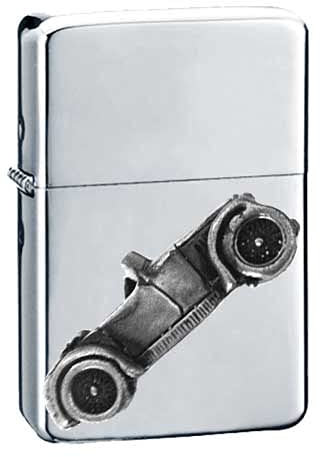 Classic Car M Typ ref139 Zinn-Effekt Design auf einem Flip-Top-Benzinfeuerzeug, winddicht, Silber nachfüllbar