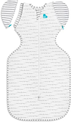 Love To Dream Swaddle Up Übergangsschlafsack, Groß 8.5–11 kg, White Dreamer, 1.0 Tog für 20–24 °C, Abnehmbare Flügel, Maschinenwaschbar, Doppelter Reißverschluss