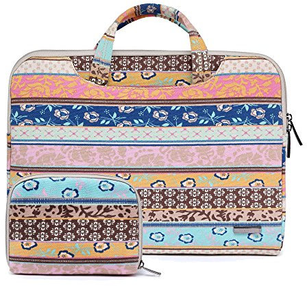 fdsmall 15.6 Inch Laptop Case - Canvas Computer Bag, Protective Notebook Briefcase Cover, Compatible with MacBook Air, MacBook Pro, Tablet PC, Ultrabook, Netbook (Pink)