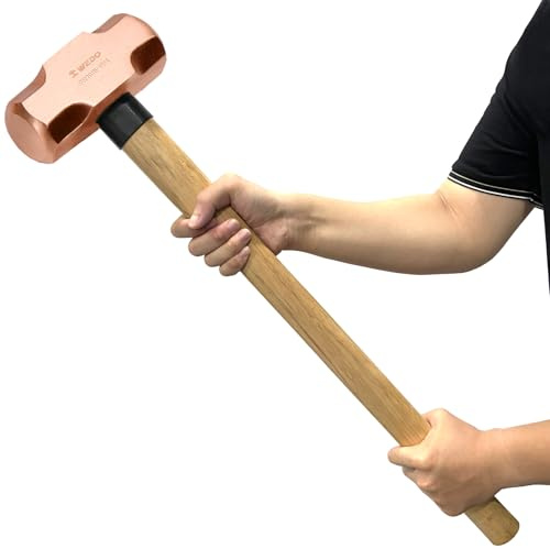 WEDO Marteau en cuivre avec manche en bois, long manche droit, longueur 800 mm, 5,4 kg