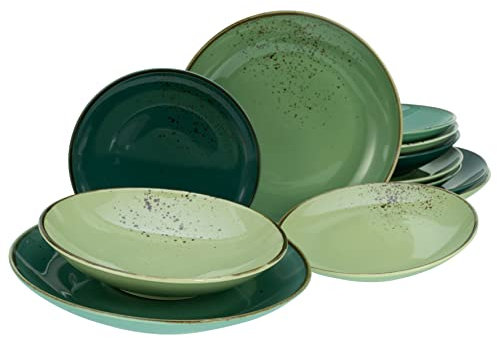 CreaTable, 33322, Série Nature Collection GREEN LIFE, service de vaisselle, set de 12 pièces.