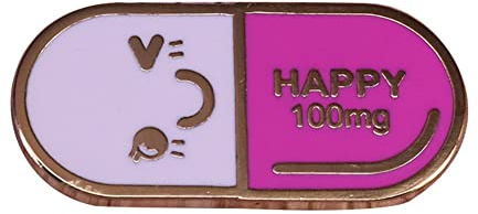Happy 100 Mg Hard Enamel Pin Creativity Pastel Happy Capsule Gold Brooch Kawaii Emoticons Medal Jewelry Unique Doctor Nurse Gift