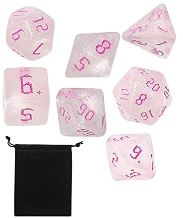 MagiDeal 7 Pièces Dés Polyédriques Ensemble Dés de Jeu de Table pour Jouer à Des Jeux de Rôle, Rose