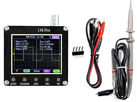 DAZZLEEX Oscilloscope numérique, kit d'oscilloscope Portable 138Pro, avec écran TFT 2,4 , Petit oscilloscope numérique (avec sonde 10 pièces)