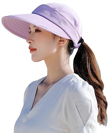 SJTJSPX Casquette Visiere Sport Eté Chapeau de Soleil Démontable Capeline Femme Large Bord Pliable Chapeau de Plage Voyage Protection UV Cassquette de Baseball Piscine Camping Pêche Jardinage
