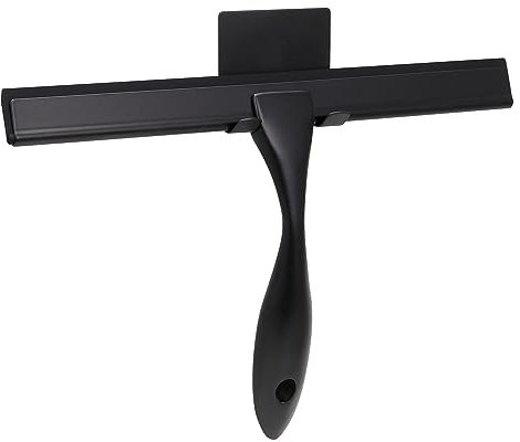 Taylor & Brown Shower Squeegee, Window Squeegee, Stainless Steel Shower Screen Wiper with Strong Suction Hook for Bathroom, Kitchen, Mirror, Car, Window and Glass (Black)