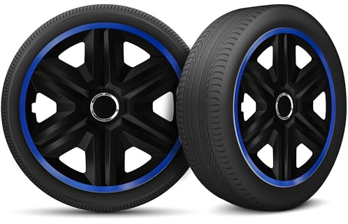 Radkappen 14 Zoll Radzierblenden 4er Set passend für alle Stahlfelgen - Einstellbarer Sicherungsring - Schwarz Blue