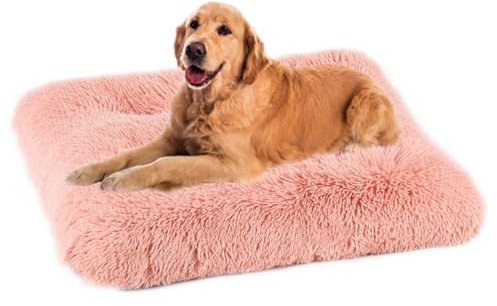 ZHULONGRUSHUI Hundebett Waschbar,Plüsch Flauschig Hundekorb Hundebett,Haustierbett,Hundesofa,Hundekissen,Rutschfestes Hundematte,Weich& Bequem,für Kleine,Mittlere und Große Hunde Katzen(Rosa)