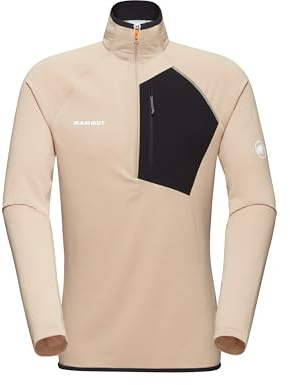 Mammut Herren Half Zip Pullover, M, Beige, Funktionsshirt, Oberteil für Sportler, aus Polartec Power Grid