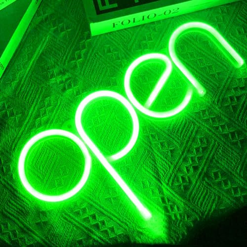 STHomedeco Open Neon Sign - Insegna Luminosa LED Scritte Neon Alimentate,neon per Decorare Party Bar Hotel Shop Cafe Restaurant Sala giochi(verde)