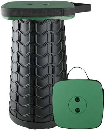 Boreeman Upgraded Collapsible Stool, Square Portable Stool, Lightweight Yet More Sturdy with Load Capacity 400lbs, Perfect for Camping Fishing Hiking BBQ (Square Army Green)