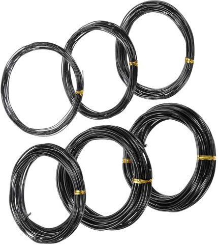 M METERXITY Filo Allenamento Bonsai, 6 Misure 0.8/1/1.5/2/2.5/3mm 30 Metri Totali Filo Alluminio Anodizzato Modellare/Correggere i Rami Dell'Albero Bonsai/Fai da Te [16.4Ft Ciascuno, Nero]
