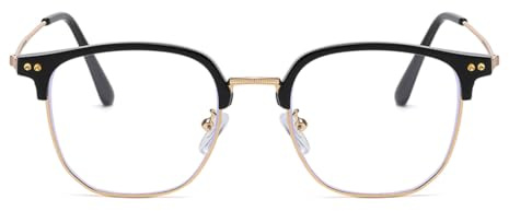 LJCZKA Blaulichtfilter Brille Halb-Randlos Metallrahmen Computerbrille für Herren Damen Quadratische Ohne Stärke Anti Müdigkeit, Anti Blaulicht Fernseher Arbeit Gaming Brille