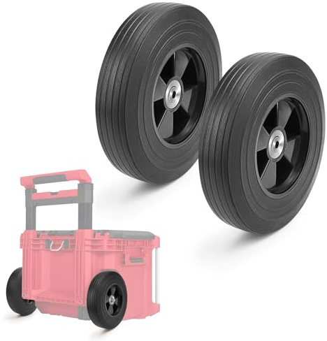 2 Pack 9.3 Inch Packout Toolbox Wheels,Replacement Wheels fit for Milwaukee 48-22-8426 Packout Rolling Toolbox, PU Rubber Material Enhanced Maneuverability