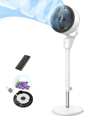 Dreo Poly Fan 306 for Bedroom, 80° Oscillating Fan with Remote, 80ft Floor Fan for Office, 25dB Quiet Standing Fan, Pedestal Fan with 3 Speeds, 90° Manual Vertical, 34-41 Adjustable Height, 6H