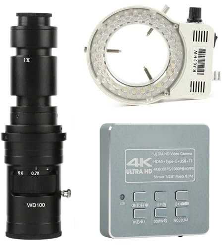 Microscope Caméra de microscope numérique vidéo IMX415 4K 1080P UHD HDMI Type C avec objectif 500X à monture C et lumière LED