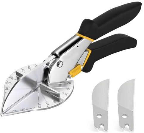 Jortmrd Gehrungsschere – Präzise Mehrwinkel-Schere (45-135° Einstellbar) Winkelschere für PVC, Holz und Gummi, mit 2 SK5-Ersatzklingen – Hochwertig, Robust & Vielseitig