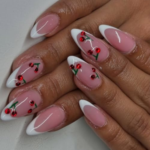 24 Pieces Elegant Artificial Nails With Fruit Designs Press On Nails Easy To Apply And Remove For Various Occasion