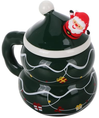 HEALLILY Taza De Navidad Con Muñeco De Taza De Cerámica Navideña De Con Cuchara Para Té o Agua Para Fiestas De Navidad