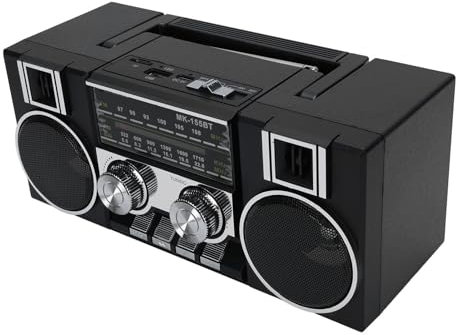 Radio de Calidad de Sonido Transparente Portable FM Am SW Radio Clear Clear Sound with RGB Bluetooth para Baño de Parques de Jardín (Negro)