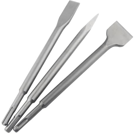 SUKITMISO Meißel-Set SDS 3tlg, 20mm + 40mm + Spitzmeißel, Meißel Set SDS-plus, SDS Plus Bohrer Set, SDS plus Meißel Set, Flachmeißel und Spitzmeißel für Standardarbeiten in Beton/Baustein