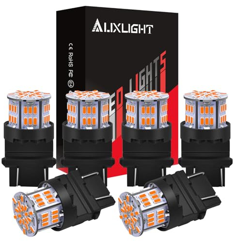 AUXLIGHT 3157 LED Bulbs 54-SMD 300% Super Bright 3056 3156 3057 3457 4057 4157 LED Light Replacement for Car Truck Turn Signal Blinker Lights & Side Marker Lights, Amber Yellow(Pack of 6)