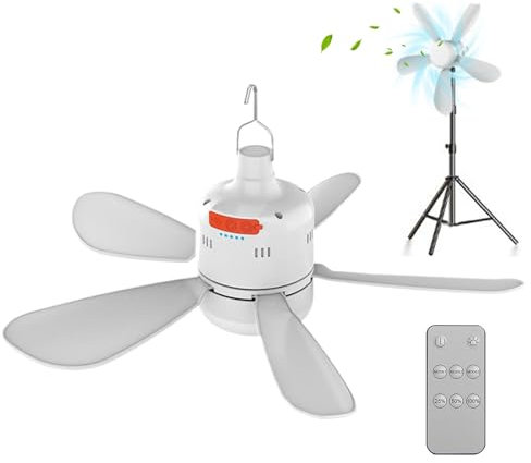 Ventilateurs De Plafond Avec Lampe Intégrée, 15x44cm Ventilateur Plafond Exterieur Terrasse, Avec Éclairage, Télécommande Et Crochet D'extension, Fonctionne À Piles, Convient Pour Les Pavillons